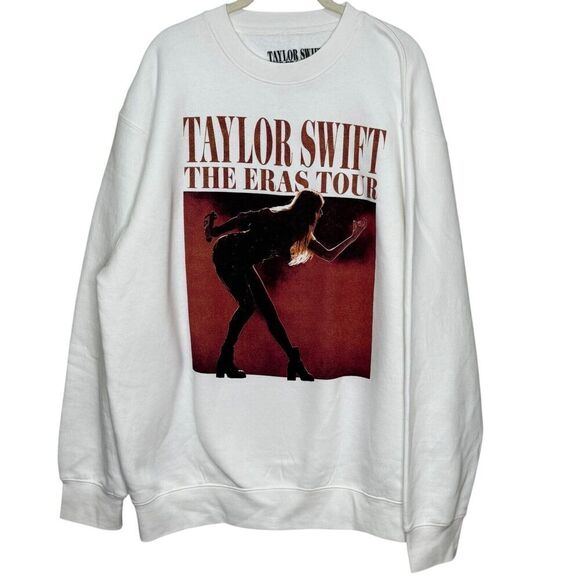 Taylor Swift Eras Tour Concert Sweatshirt Size XL White Red International - Picture 1 of 5